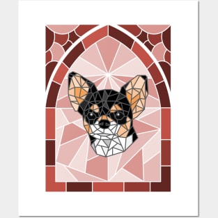 Stained Glass Black Chihuahua Posters and Art